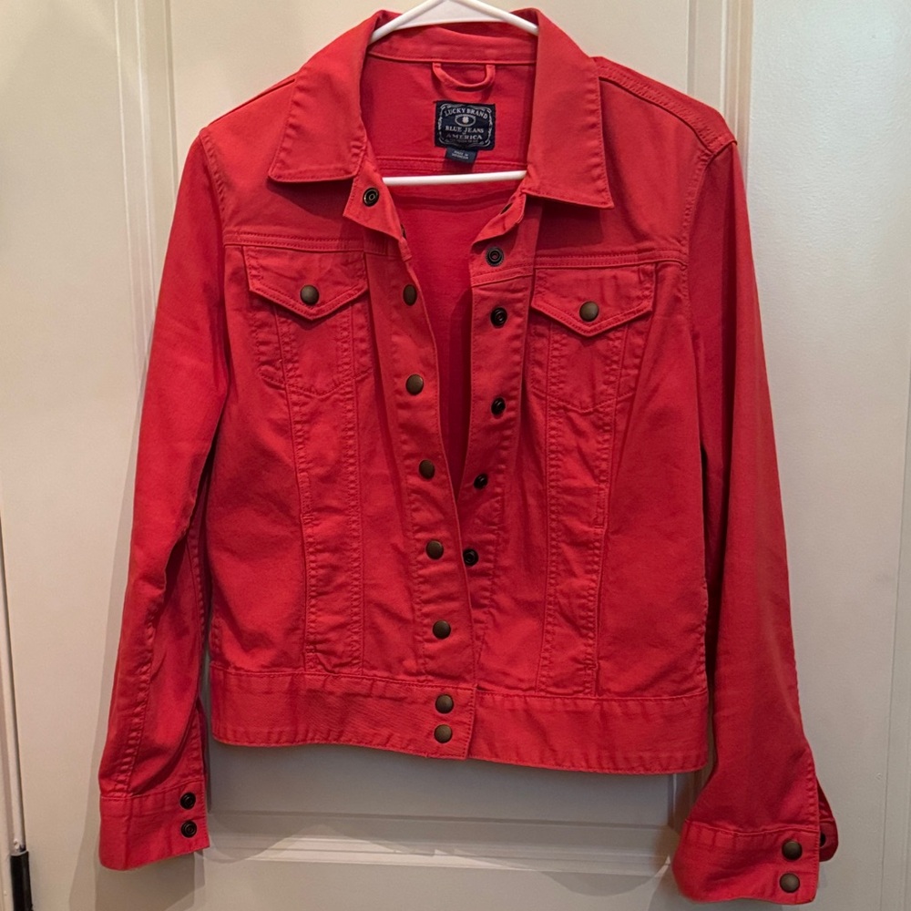 Lucky Brand Women's Vibrant Red Jean Jacket